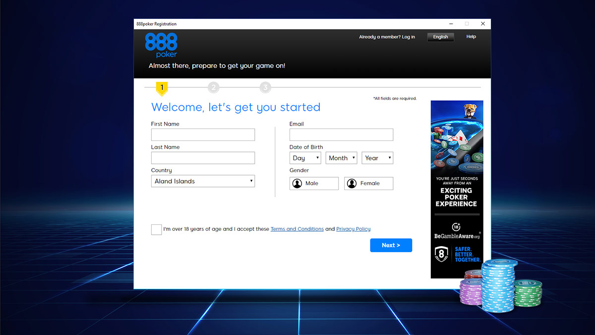 Как зарегистрироваться и войти в 888poker